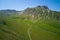 aerial view of the road that crosses campo imperatore abruzzo