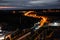 Aerial view Road with long exposure. The expressway in suburbs. Beautiful Street with forest from its sides , Top view