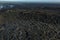 Aerial view of road and mountaintop covered by lava in Volcanos National Park