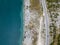 Aerial view of a road overlooking the sea, road that runs along the sea. Coast line