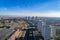 Aerial view on road and residential buildings in Katowice,