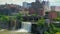 Aerial view of Rochester city in upstate New York. Urban skyline in High Falls district with historical northeastern