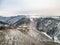 aerial view rock with medieval castle Ehrenburg near moselle river Brodenbach white winter snow wonderland forest hills