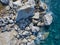 Aerial view of rocks on the sea. Overview of the seabed seen from above