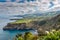 Aerial view. Rocky coastal scenery at Sao Miguel Island, Azores, Portugal