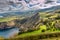 Aerial view. Rocky coastal scenery at Sao Miguel Island, Azores, Portugal