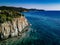 Aerial view of a rocky coastline Mediterranean Sea. Greece