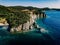 Aerial view of a rocky coastline Mediterranean Sea. Greece