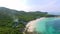 Aerial View of the rocky islands in Andaman sea, Thailand. Poda island in Krabi Thailand. Long exposure of Makua beach