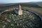 Aerial view of Roman Basilica on a Hill and Cemetery Fortress GÃ¢rbova Transylvania Romania