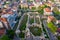 Aerial view of Roman bath in Bulgarian city Varna