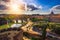 Aerial view of Rome, St Peter basilica and river Tiber