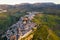 Aerial view of Ronda village, a village with white houses at the edge of cliffside in Andalusia, Spain