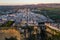 Aerial view of Ronda village, a village with white houses at the edge of cliffside in Andalusia, Spain