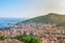 Aerial view of the roofs of Budva on the shores of the Adriatic Sea