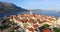 Aerial view of roofs in city of Korcula, Croatia
