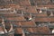 Aerial view of rooftop of the ancient Chinese village buildings, an traditional village with neat rows of houses in Zhangzhou, Fuj