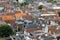 Aerial view rooftops downtown Dutch medieval city Groningen