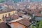 Aerial view of rooftops in Mondovi, Italy