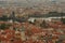 Aerial view of the rooftops of Prague.