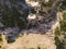 aerial view of rope dangerous walkway over the canyon in crimea b