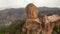 Aerial view of the Roque Nublo rock in Gran Canaria, Canary islands, Spain