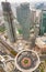 Aerial view on roundabout and skyscrapers in Pudong, Shanghai, China