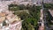 Aerial View of Royal Gardens of Alcazar, Seville, Spain. Palace and Gardens