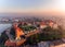 Aerial view Royal Wawel Castle and Gothic Cathedral in Cracow, Poland, with Renaissance Sigismund Chapel with golden