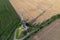 Aerial view of the Rozhledna Romanka observation deck in Hruby Jesenik, Czech republic