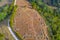 Aerial view of Ruapekapeka pa - ruins of a maori fortress in New Zealand