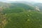 Aerial view rubber tree (Hevea Brasiliensis) plantation on mountain in Thailand