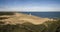 Aerial view of Rubjerg Knude lighthouse buried in sands on the coast of the North Sea