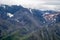 Aerial view - rugged remote wilderness and mountains of Wrangell Mountains