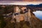 Aerial view of ruined Czorsztyn Castle, Poland