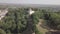 Aerial view of ruined medieval Halych Castle on the hill at sunny day, Halych Ukraine
