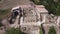 Aerial view of the Ruins Of An Ancient Abandoned Monastery In Santa Maria De Rioseco, Burgos, Spain.