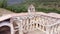 Aerial view of the Ruins Of An Ancient Abandoned Monastery In Santa Maria De Rioseco, Burgos, Spain.