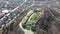 Aerial view of Ruins of Ancient Byzantine fortress The Peristera in town of Peshtera, Bulgaria