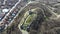 Aerial view of Ruins of Ancient Byzantine fortress Peristera in town of Peshtera, Bulgaria