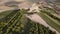 Aerial view of the ruins of an ancient castle, in Castrojeriz, Burgos, Spain.