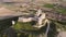 Aerial view of the ruins of an ancient castle, in Castrojeriz, Burgos, Spain.