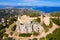 Aerial view of ruins of ancient fortified castle of Begur, Spain