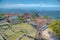 Aerial view of ruins of Fatih Sultan Mehmet mosque at grounds of Kruja castle in Albania