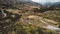 Aerial view of Ruins of the Inca fortress of Puka Pukara outside of Cusco, Peru