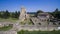 Aerial view of ruins of medieval fortress Kastra Martis, Bulgaria