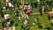 An aerial view of a rural area with houses and trees. Beautiful picture of landscape.