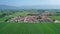 Aerial view of rural China, beautiful landscape of green fields in countryside