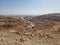 Aerial view of rural dry brown hills in Tunis