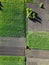 Aerial view on a rural field a tractor works